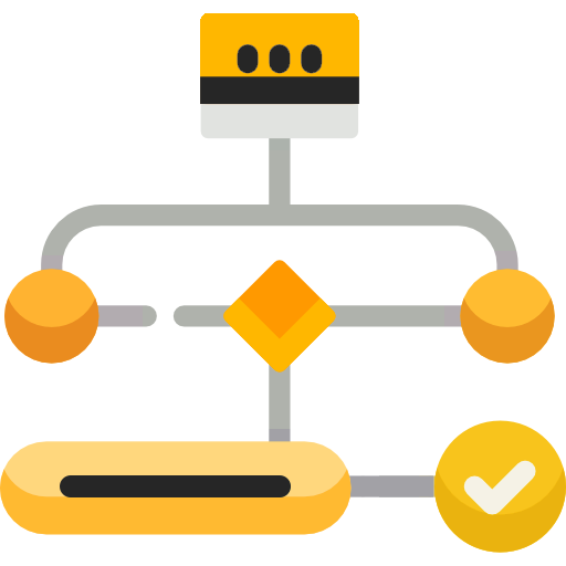 a robot which showing work flow icon